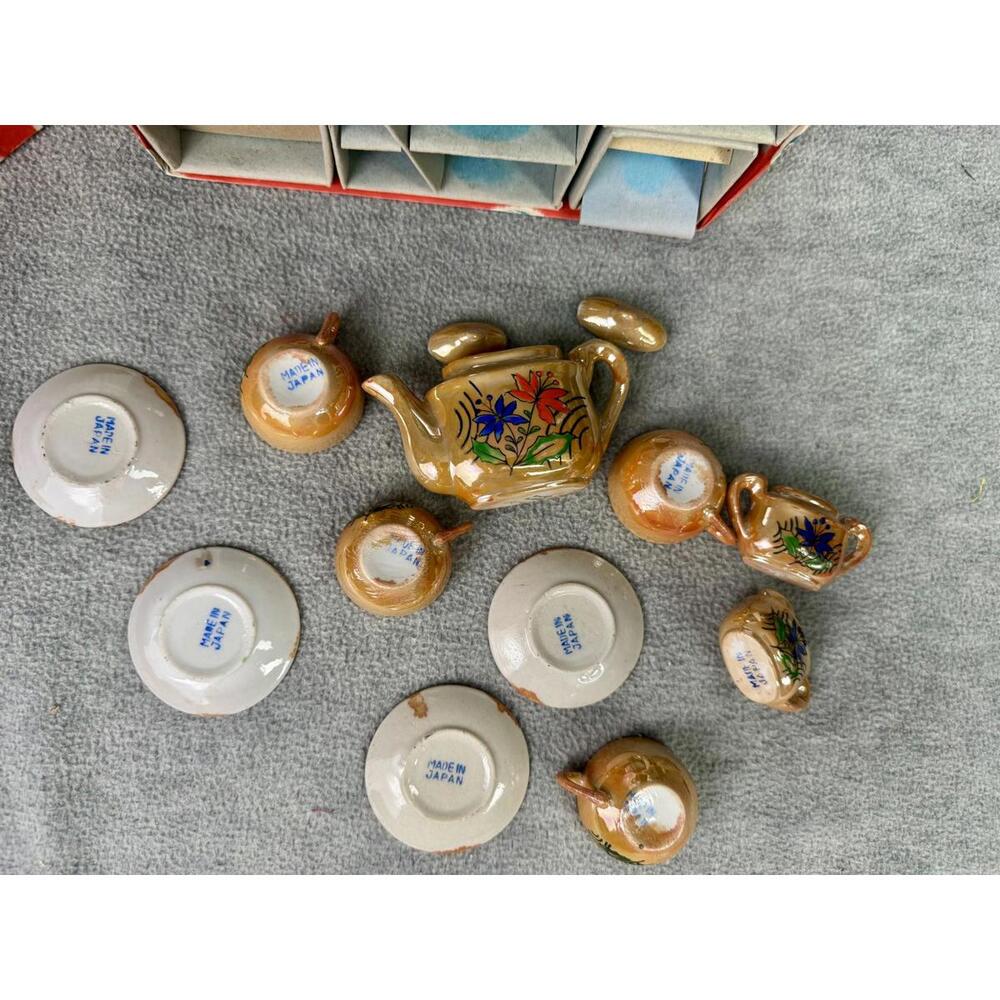 vintage miniature tea set made in japan ceramic toy tea set boxed - Picture 3 of 9